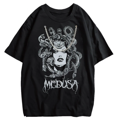 Gothic Dark Graphic T-Shirt Women Oversized Harajuku Punk Streetwear