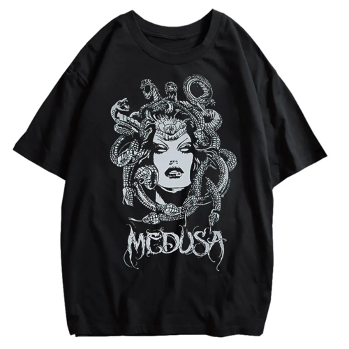 Gothic Dark Graphic T-Shirt Women Oversized Harajuku Punk Streetwear
