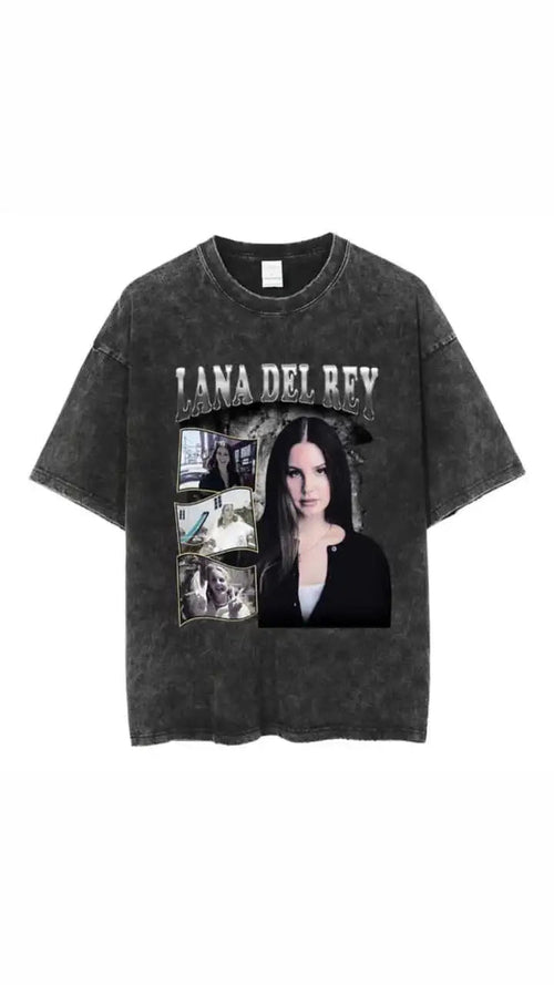 Gothic Rose Letter Print Vintage Washed Oversized T-Shirt