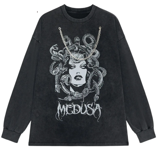Gothic Dark Graphic T-Shirt Women Oversized Harajuku Punk Streetwear